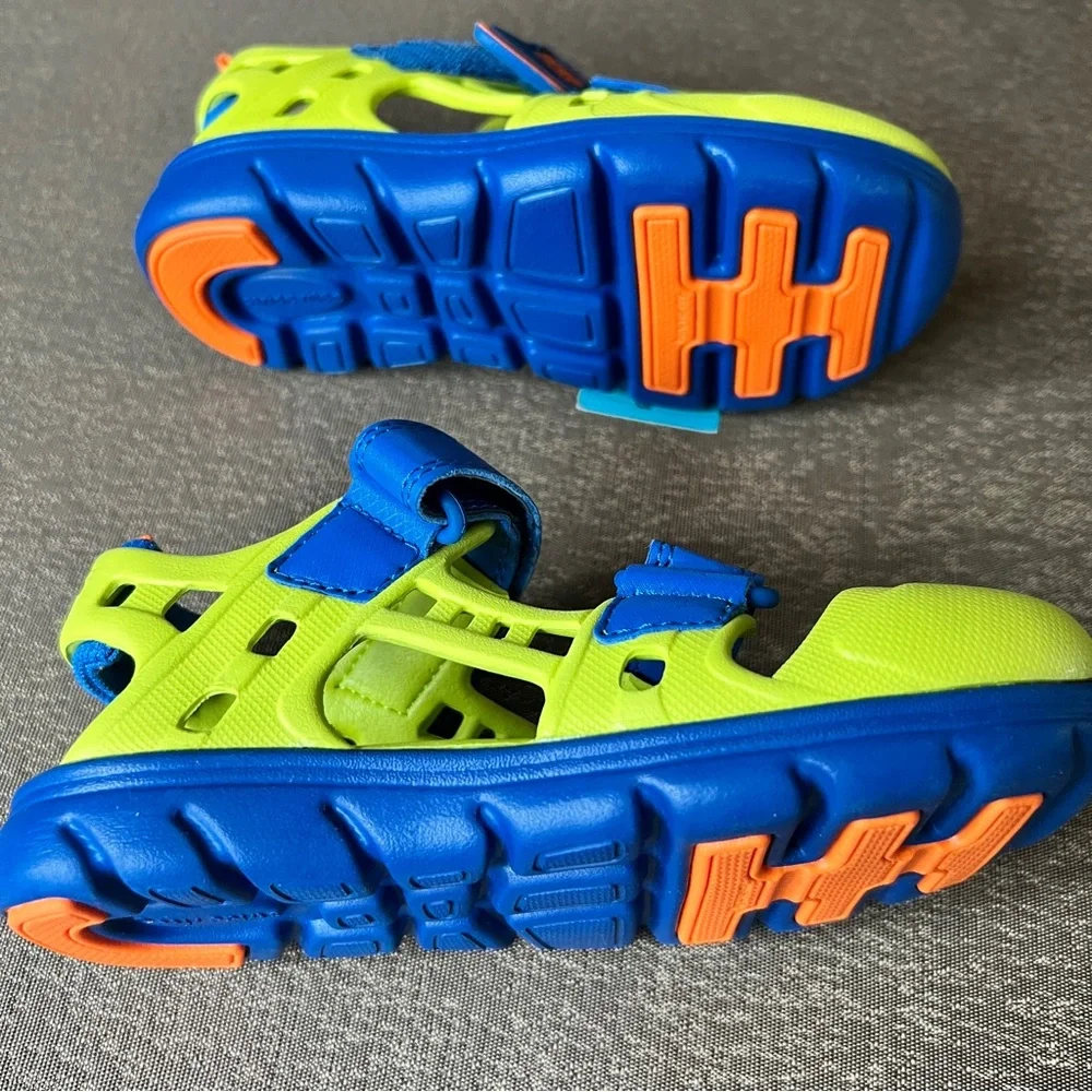 Stride Rite Made2Play Phibian Boys Sandals Size 11 Lime Green Blue NIB